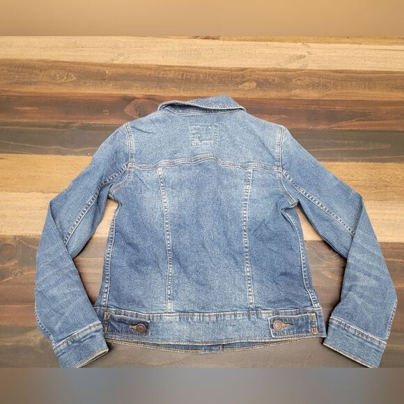 LC Lauren Conrad Jean Jacket Mid Wash Cotton Button Front 4 Pocket Denim Size XS - Picture 3 of 9